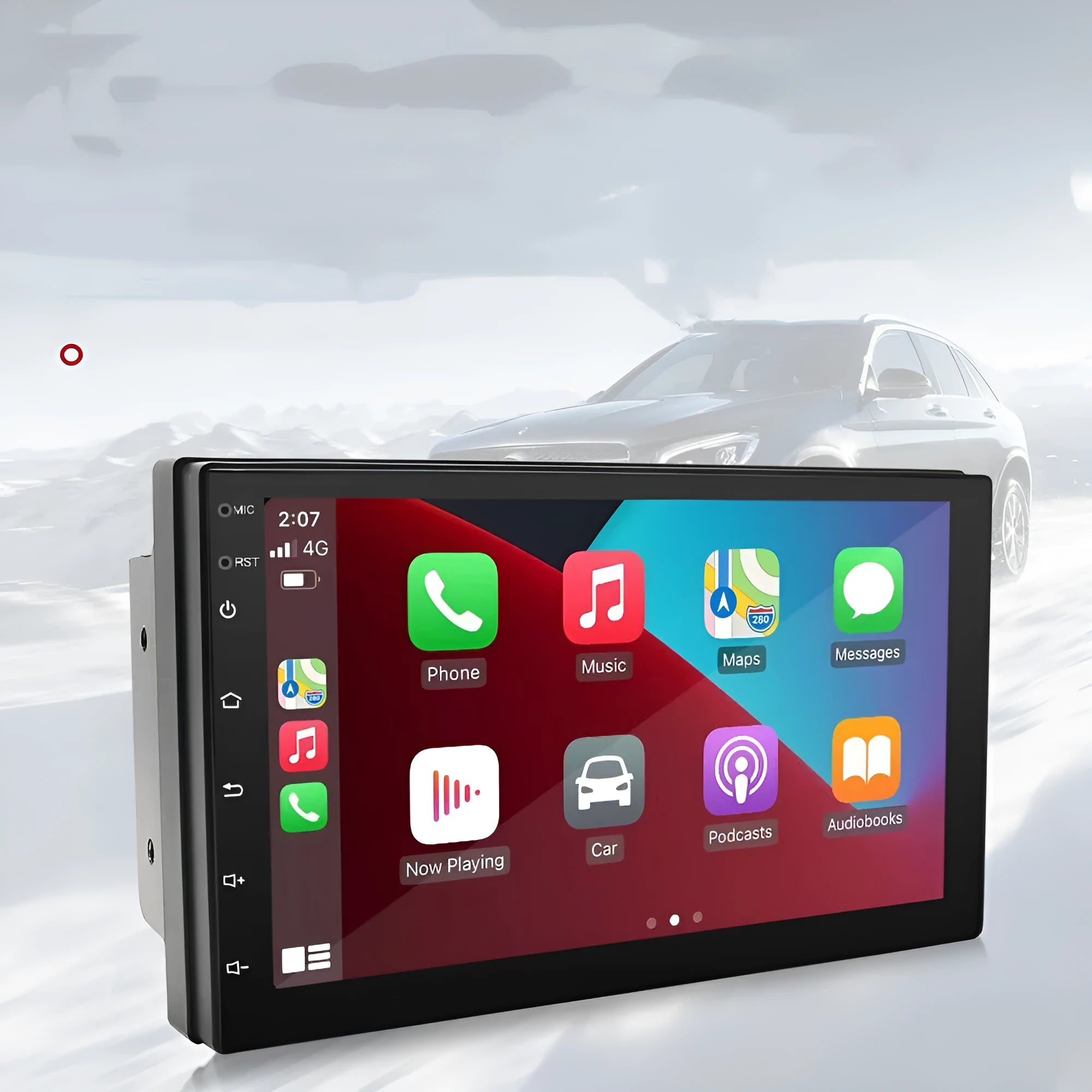Black universal 7 inch CarPlay GPS navigation system with radio functions for vehicles