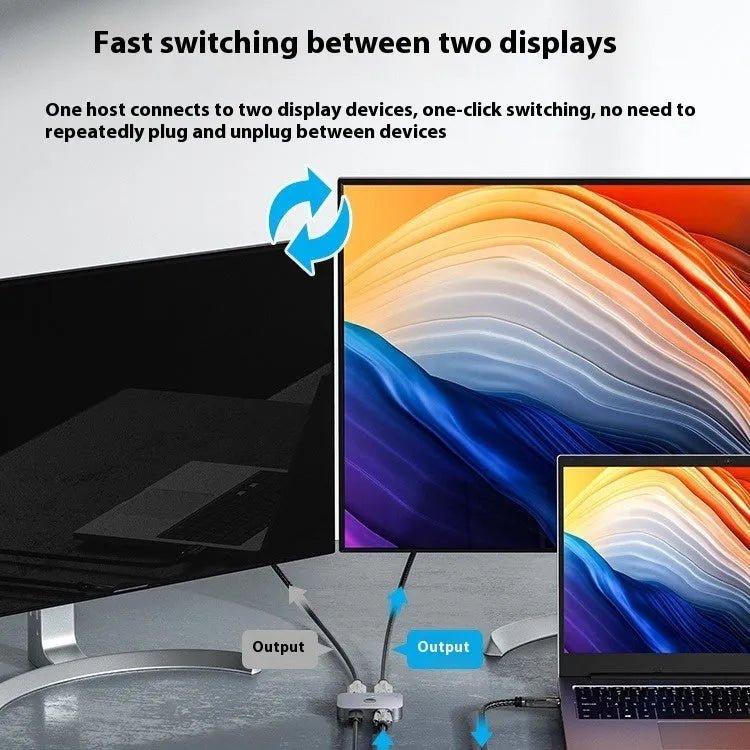 Alloy cable separator HD computer audio video two-way conversion device in Gray colour
