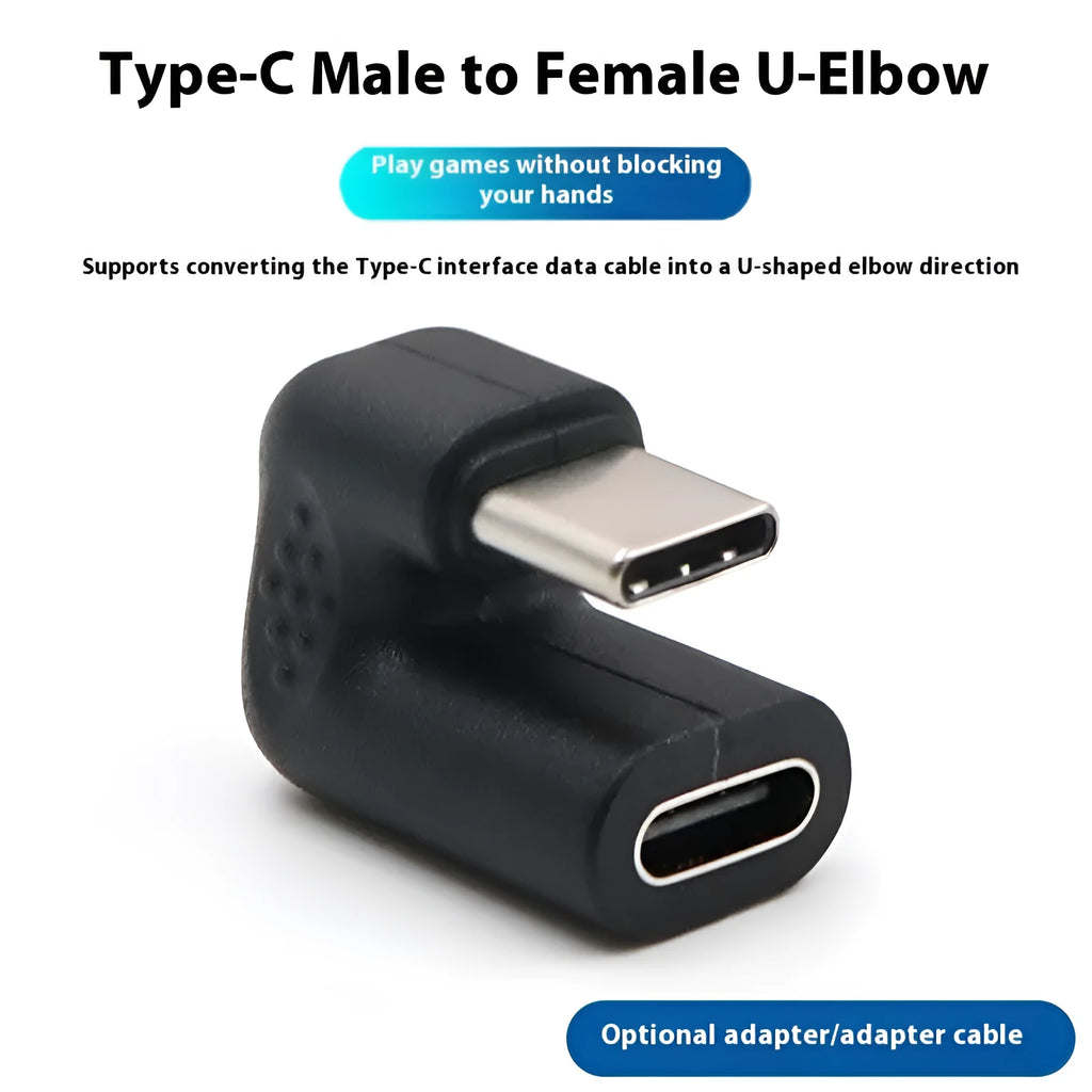 USB-C male to female adapter extension cable with four U-bend adapters for smartphone and computer connectivity