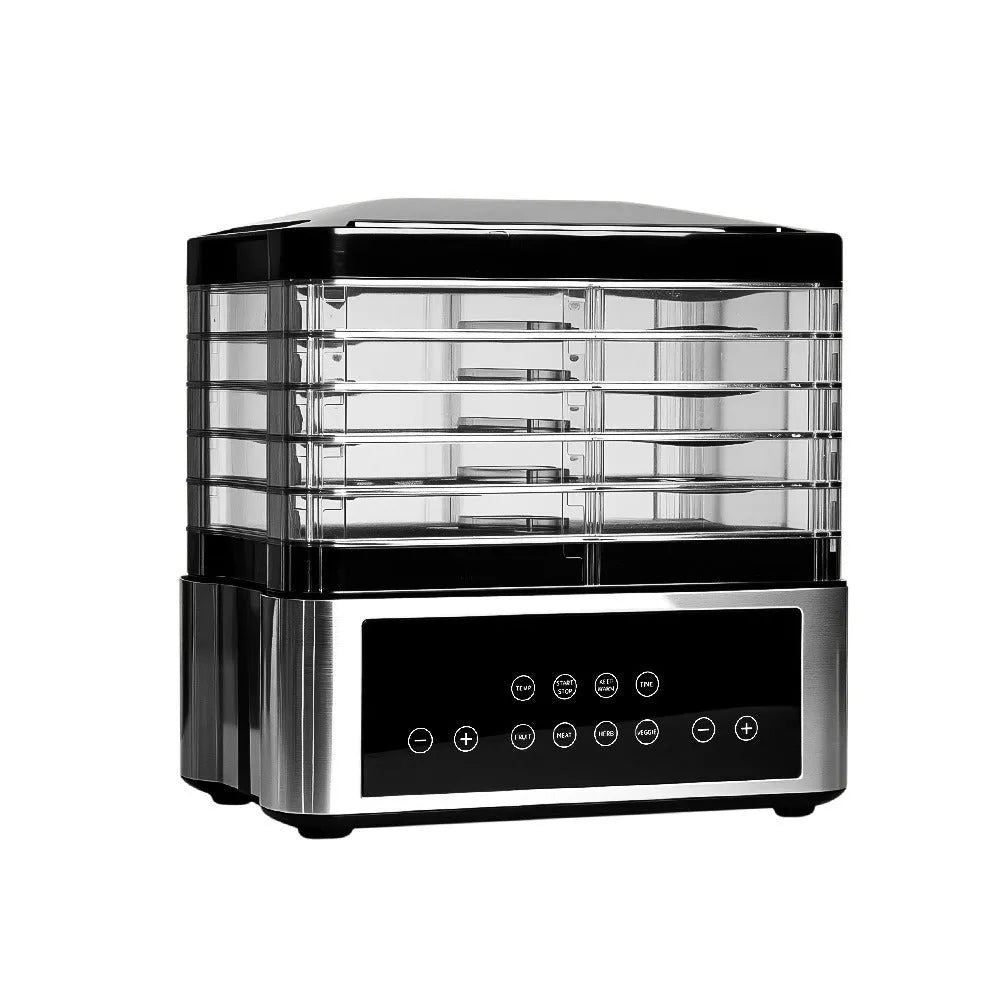 Silver stainless steel fruit dehydrator food dryer with 14L capacity and temperature control