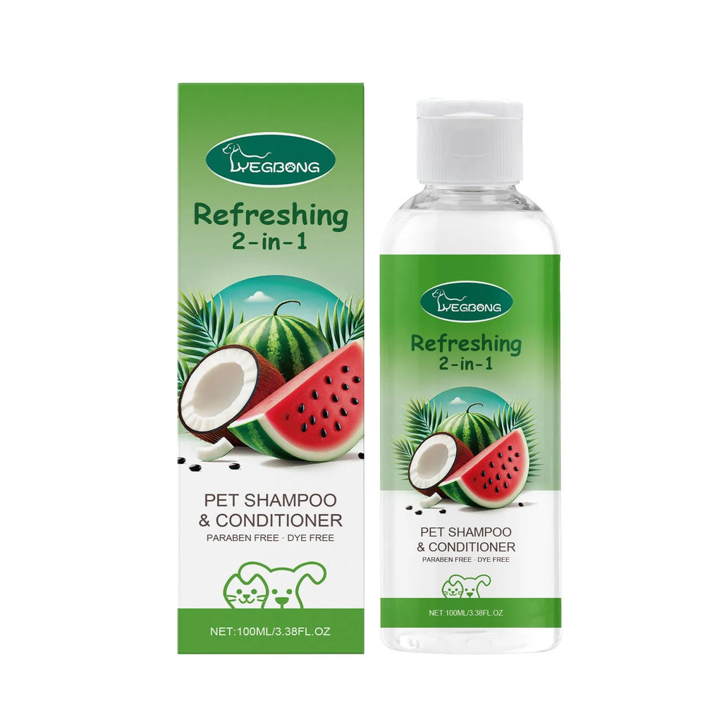 100ml pet 2-in-1 shampoo tube with watermelon and coconut extract for dogs and cats grooming