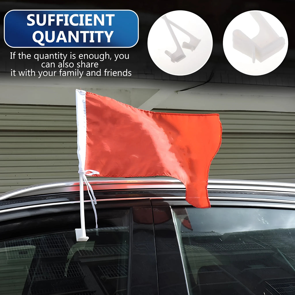 White PP plastic car window flag pole holder set with 10 clip-on brackets
