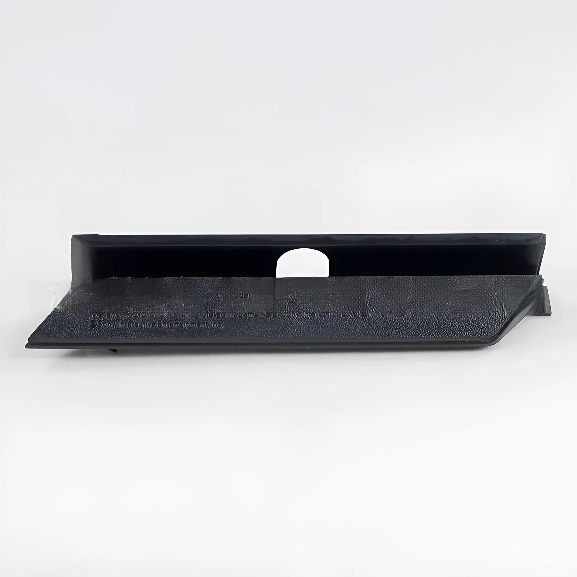 Black plastic hard drive baffle cover for desktop PC cases with mounting screw holes