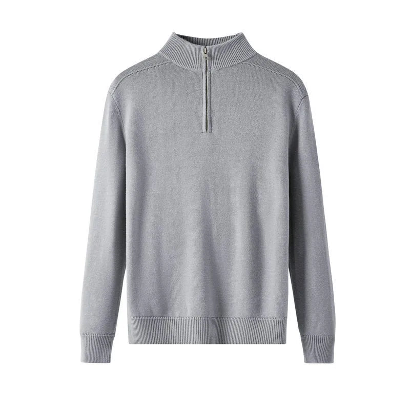 Thickened wool casual sweater for men, slim-fit pullover in six colours including black and light gray