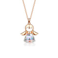 Crystal Little Angel women's necklace pendant with natural stone and copper fittings in silver plated rose gold finish