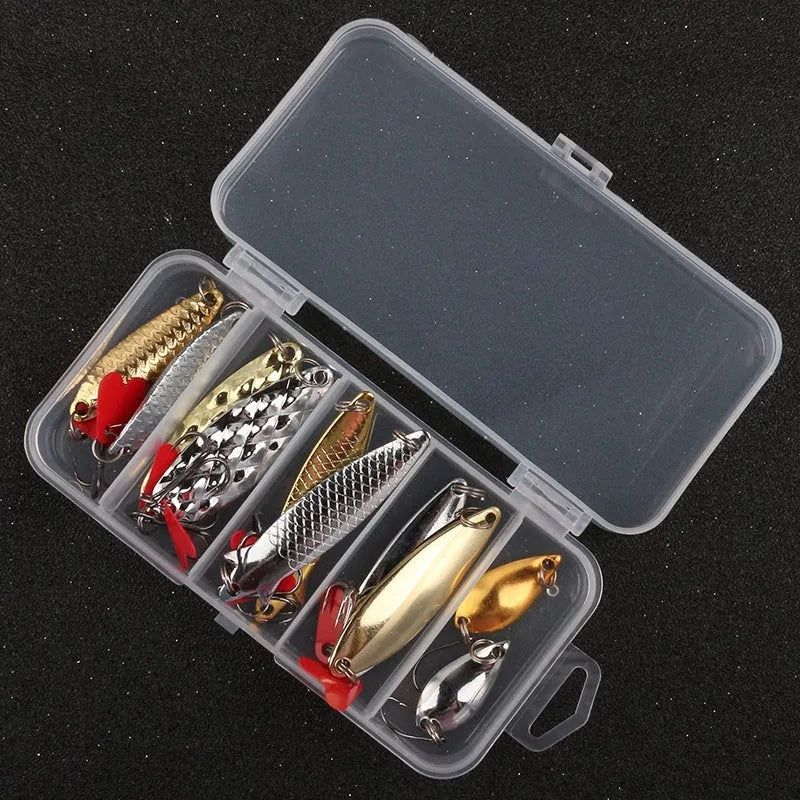 False bait lure pineapple box with metal sequins in gold and silver colours for fishing