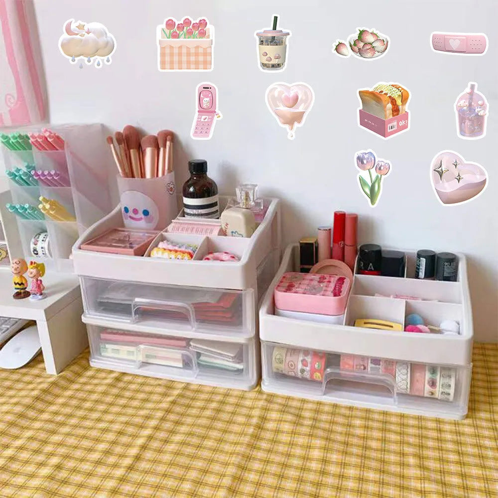 Light pink girl heart 3D decorative stickers showing realistic dimensional design