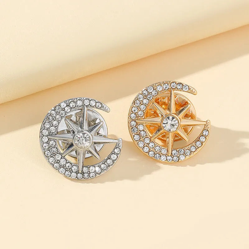 Gold and silver star-shaped zinc alloy brooch pin for suit decoration