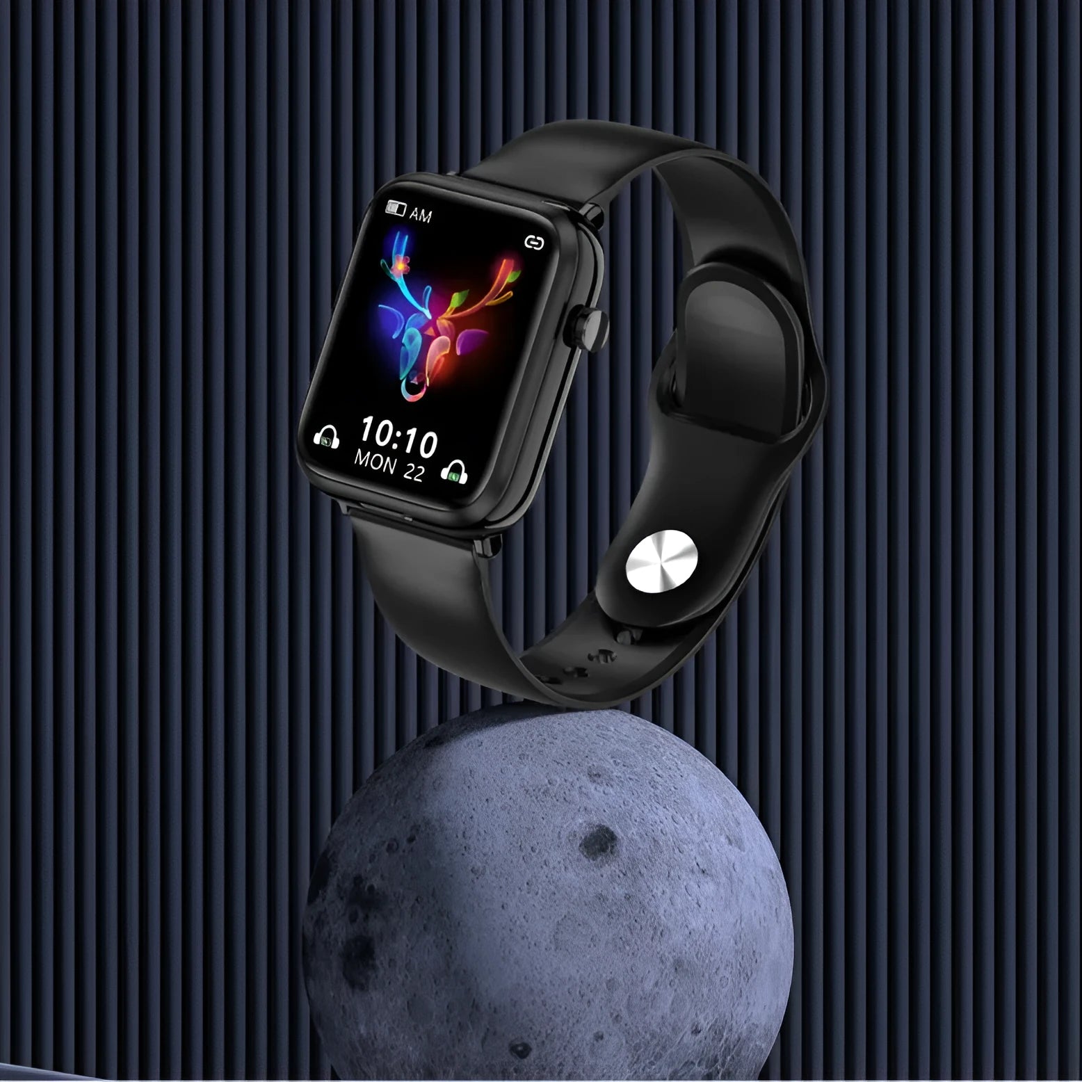 Black smart Bluetooth watch with touch screen display and zinc alloy body