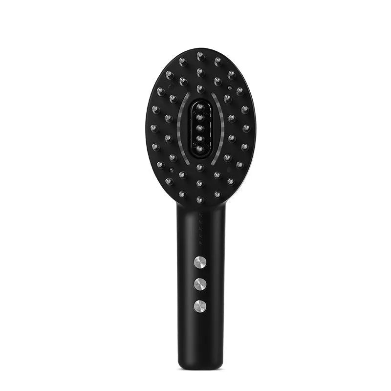 Black KD3802 rechargeable scalp massager with vibration function and USB charging cable.
