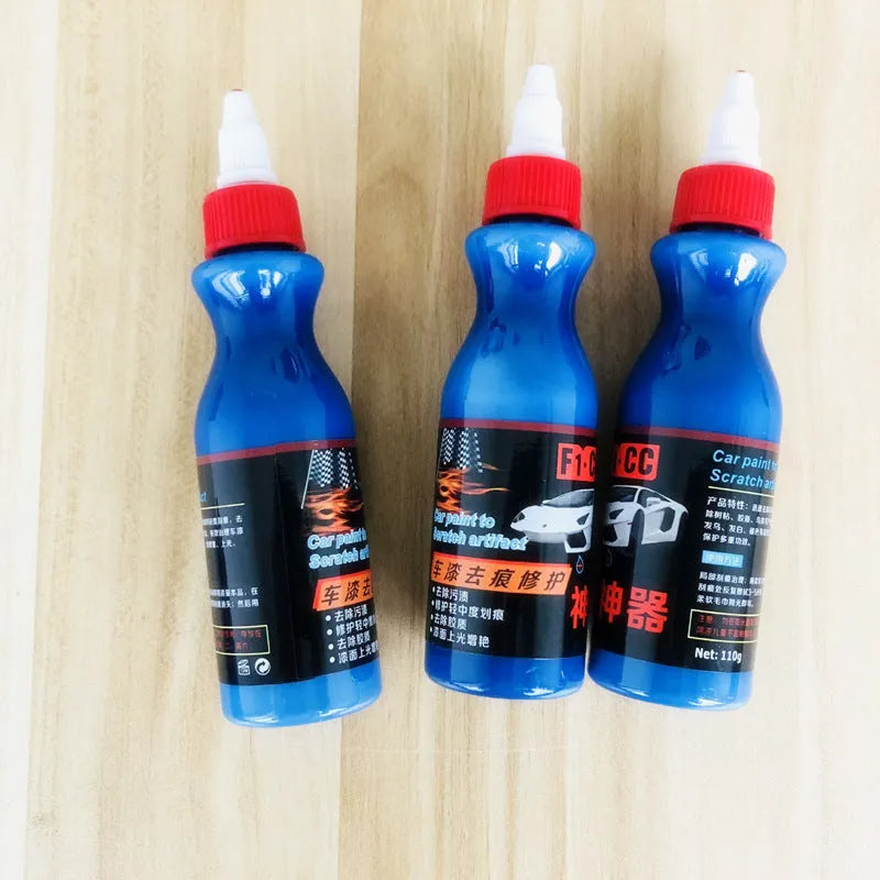 Car scratch repair agent with applicator brush for blue vehicle touch-ups