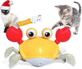 Blue interactive crawling crab dog toy with electronic sensors for obstacle avoidance