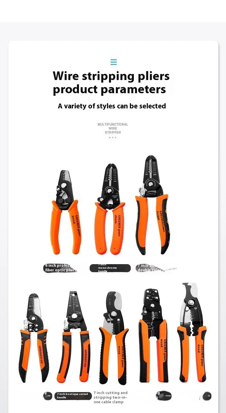 Automatic wire stripping pliers with high carbon steel blades in box