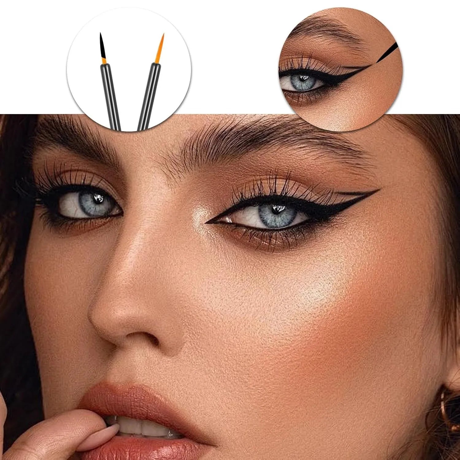 100 pack black disposable eyeliner brushes with ultra-fine tips on white background