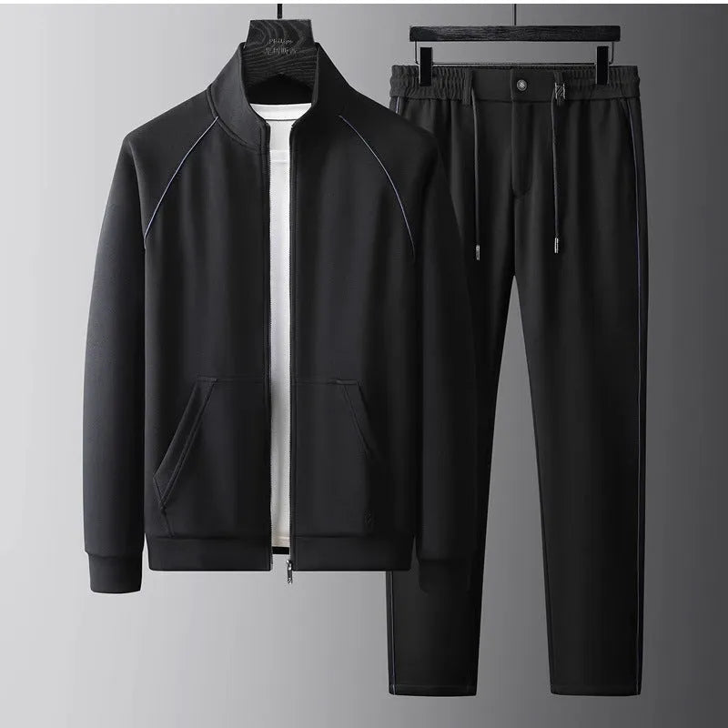 Stand collar sports suit in polyvinyl alcohol fibre with slim fit and long sleeves