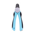 Blue heavy-duty dog nail clippers with a visible safety guard on a white background.