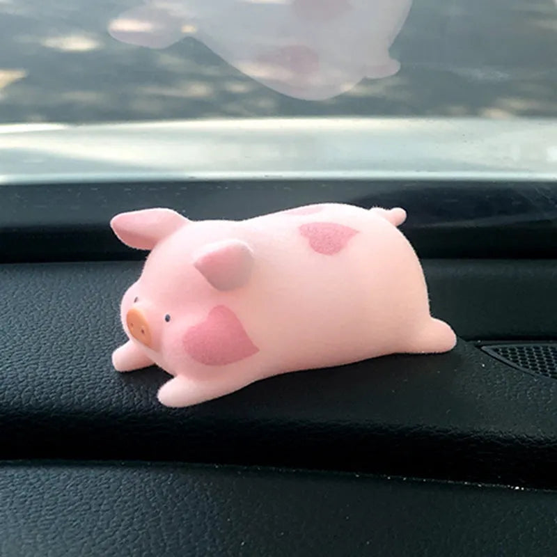 Cartoon pig resin figurine car accessory for dashboard decoration