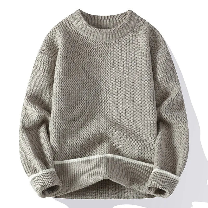 Men's loose pullover sweater round neck long sleeve chemical fibre blend autumn casual wear