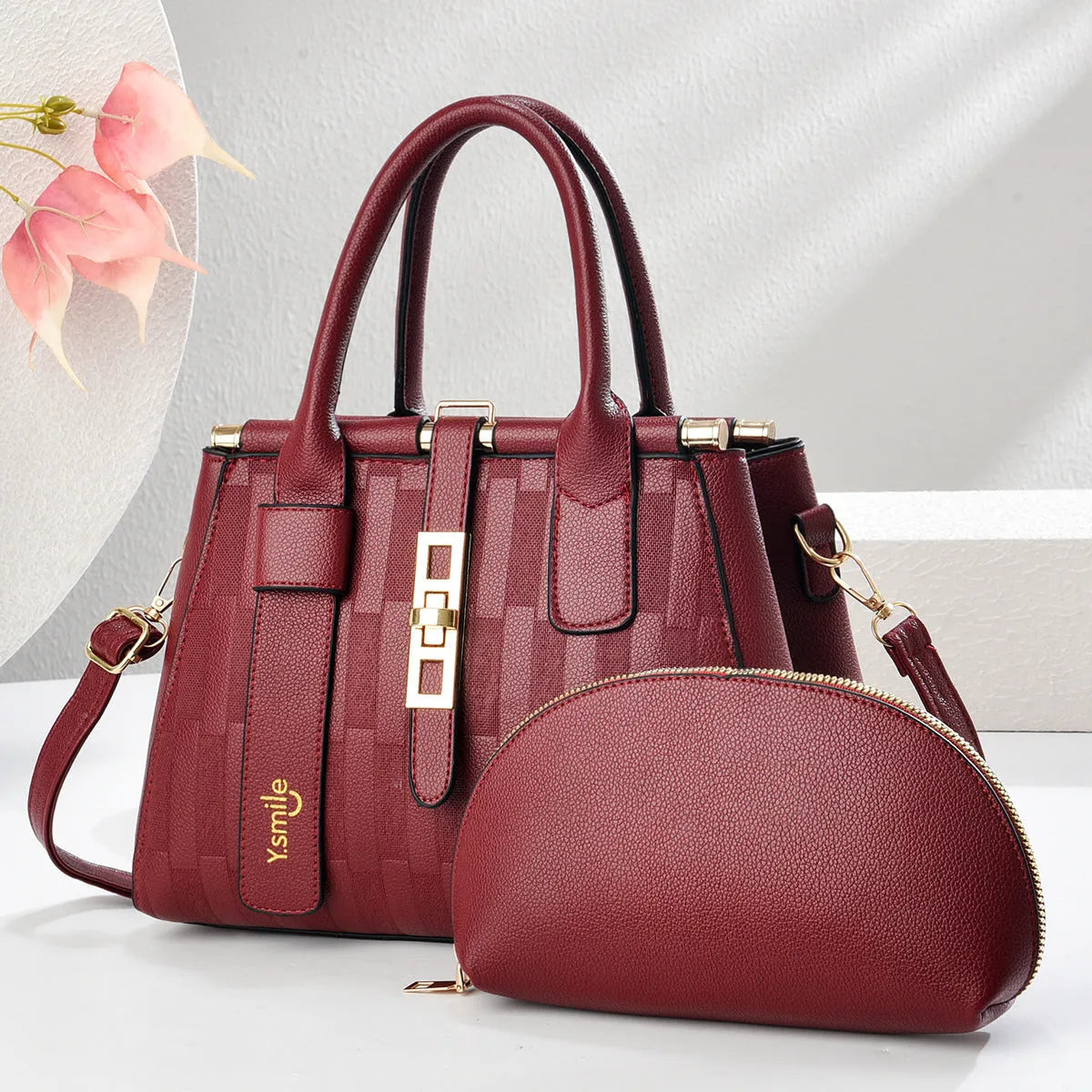Round women's PU crossbody handbag with adjustable strap in one of seven colour options