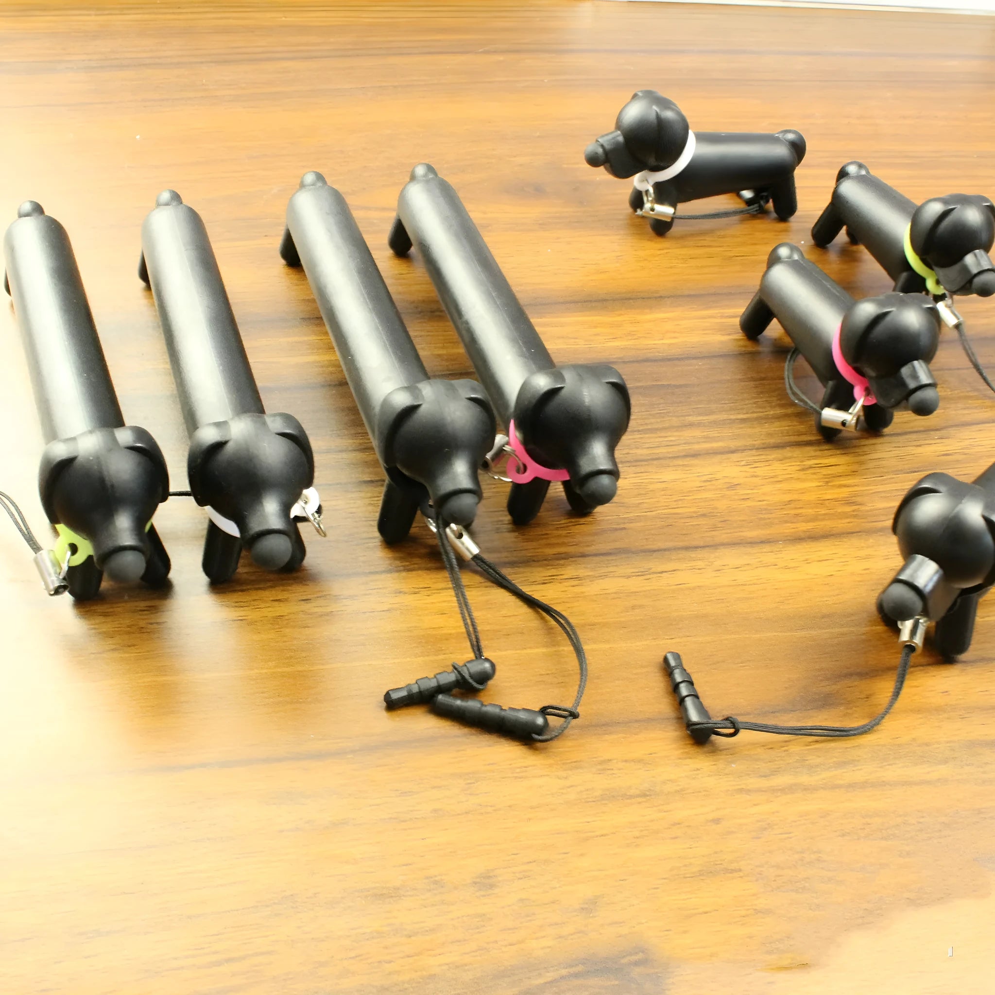 Long puppy shaped black conductive touch screen stylus 12cm length with carrying socket