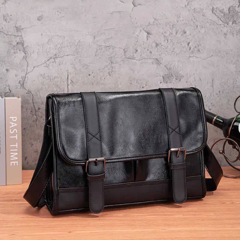 Black Korean style men's commuter backpack with anti-theft features