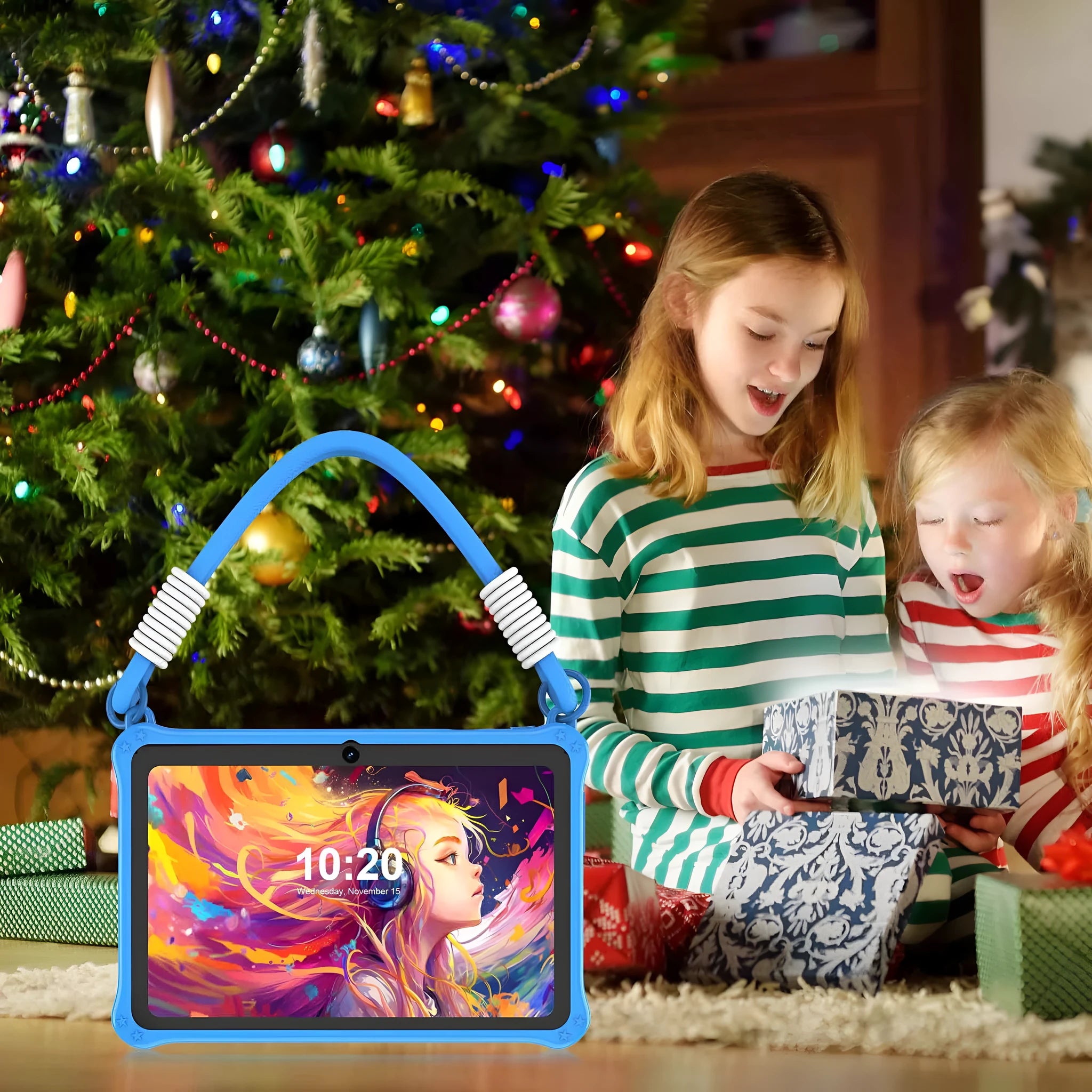 7-inch children's tablet silicone protective case in sapphire blue with HD screen film