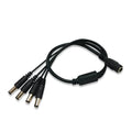Black DC 1-to-4 monitoring power cord with copper core, 0.39m length, 5.5mm connectors for CCTV cameras