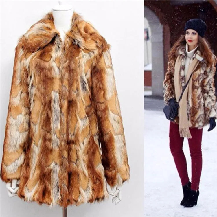 Women's tiger print faux fur leather jacket shown in street fashion style