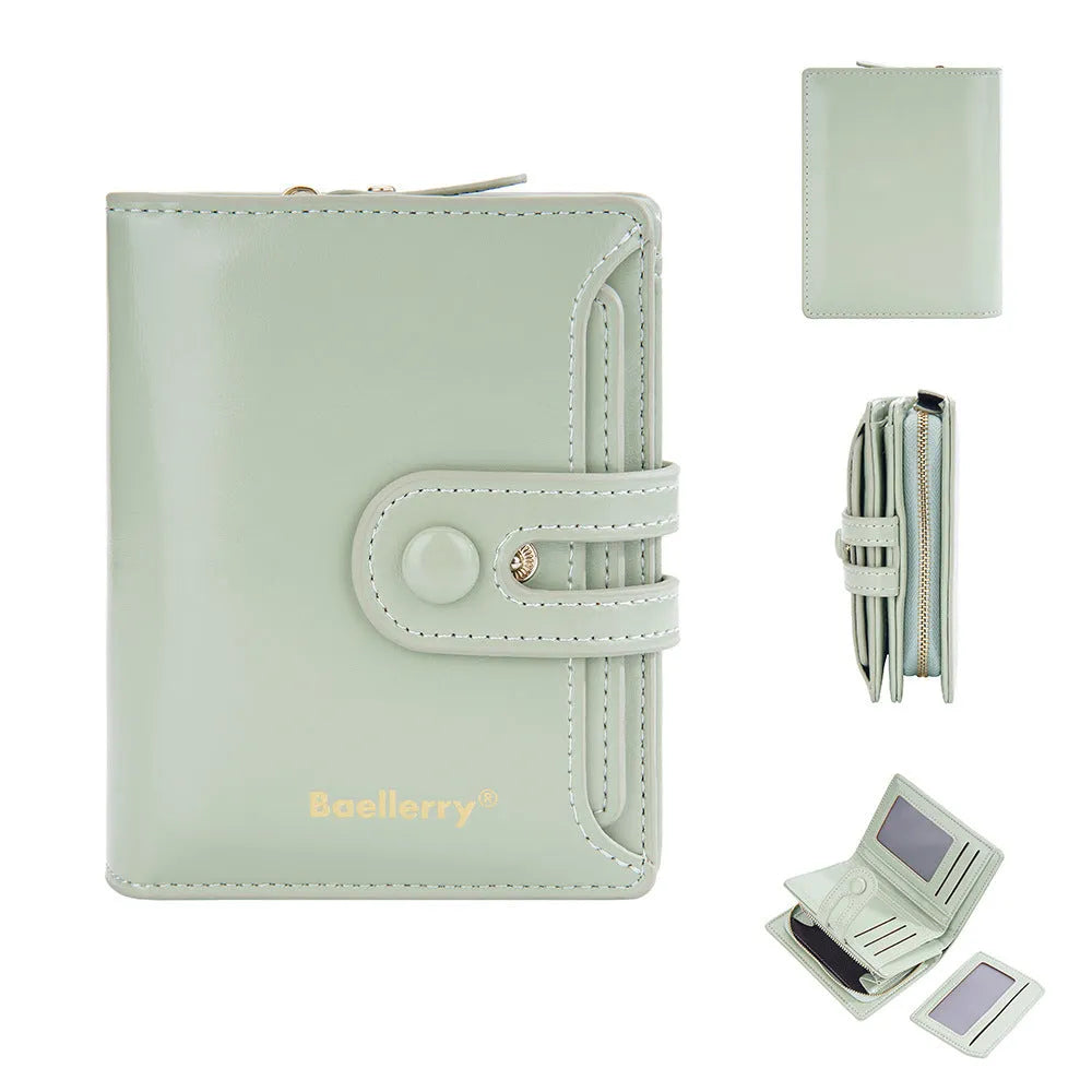 Women's PU leather card holder wallet in multiple colour options showing smooth polyester lining.