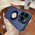 PC frosted magnetic suction phone case for iPhone 15 ProMax in blue colour, shockproof protective sleeve with anti-fingerprint finish