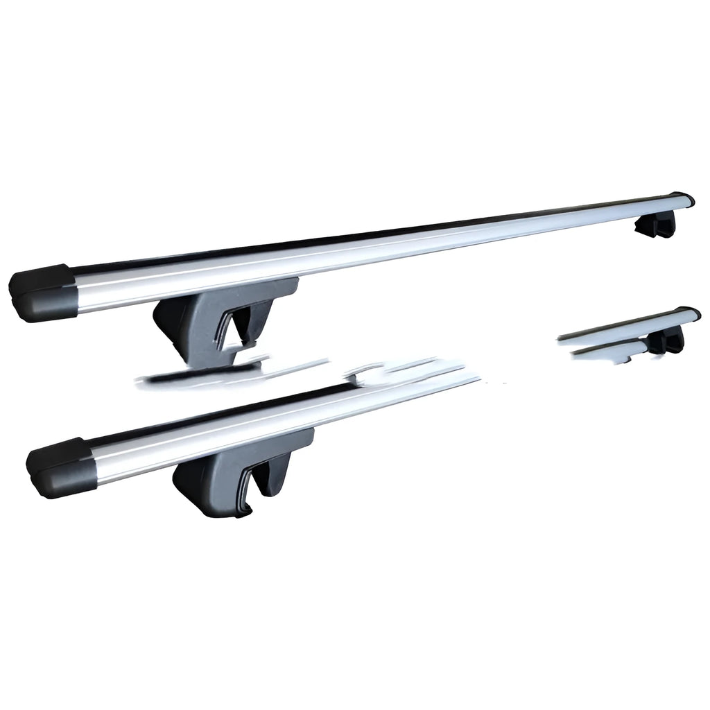 Alloy roof rack crossbars for a General Motors SUV on a vehicle roof