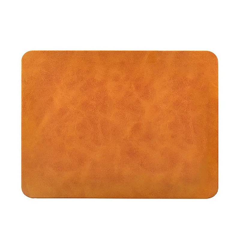 Brown leather wireless charging mouse pad with Micro USB port for device charging