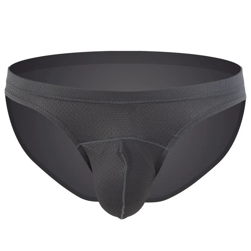 Men's transparent loose-fit nylon boxer shorts shown in white, blue, black, grey, and sky blue.
