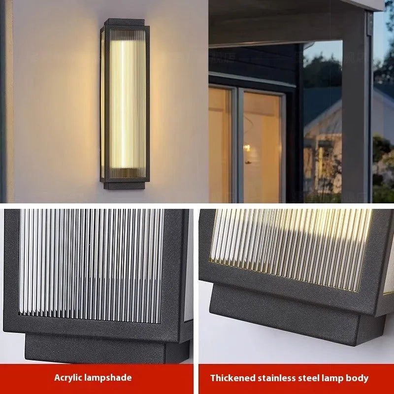 Waterproof stainless steel outdoor wall lamp for courtyard and garden lighting