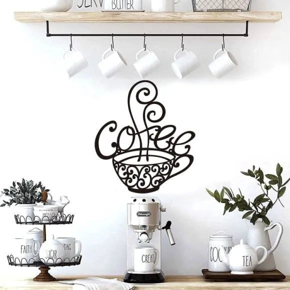 Black wrought iron silhouette wall ornament with contemporary design measuring 26x28cm