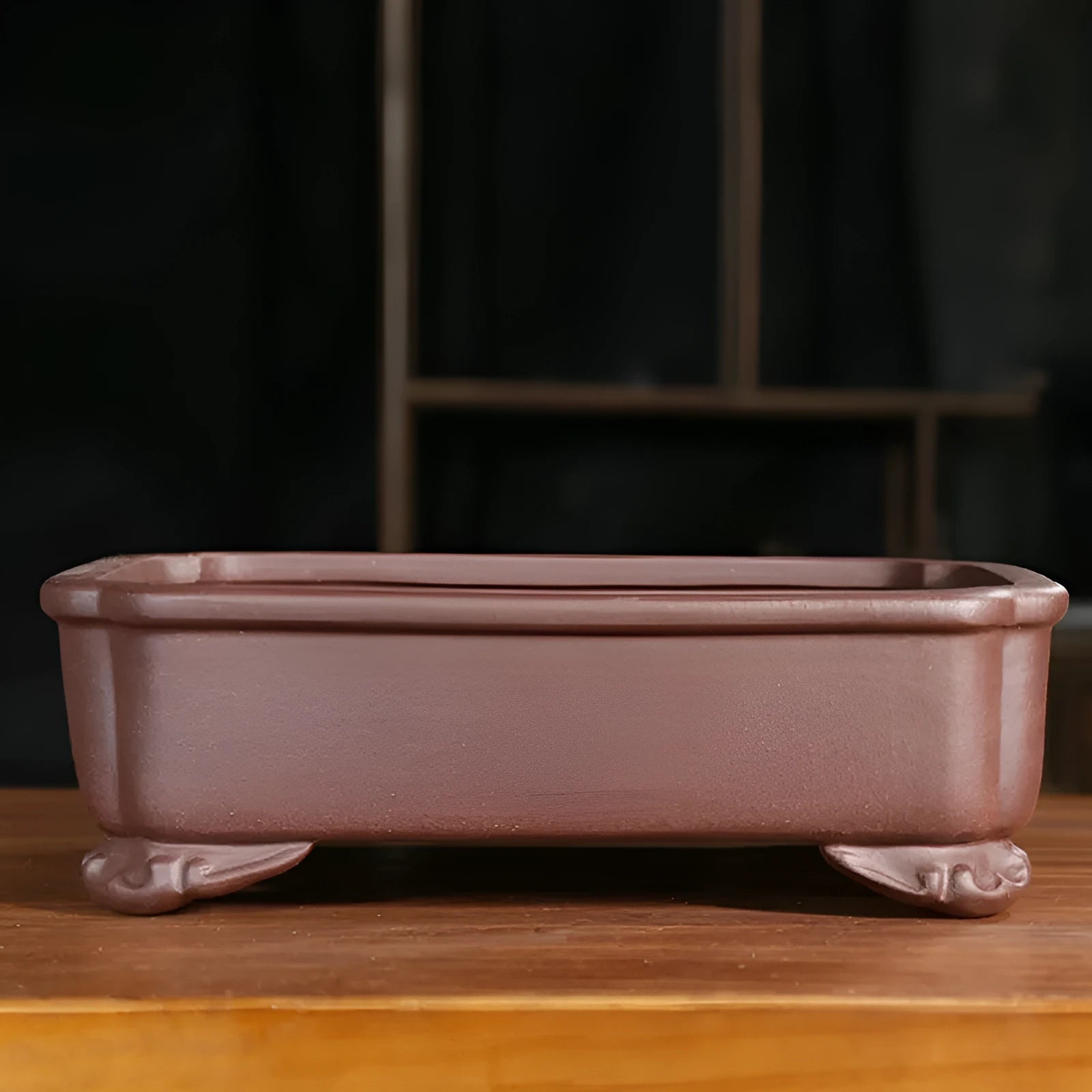 Purple sand rectangular bonsai planter with antique corner cutting design