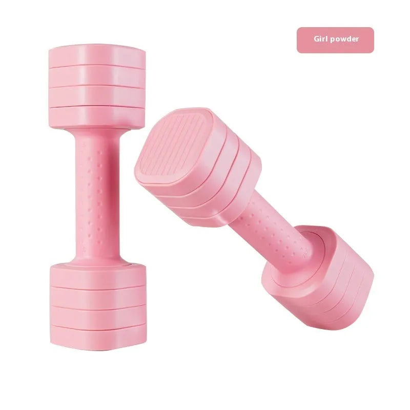 Detachable dumbbell set for women's fitness in pink, blue, black, or purple with ABS plastic construction