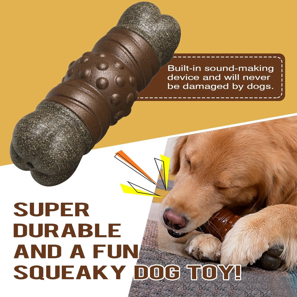 Wood colour plastic dog dental chew rod toy for molar cleaning