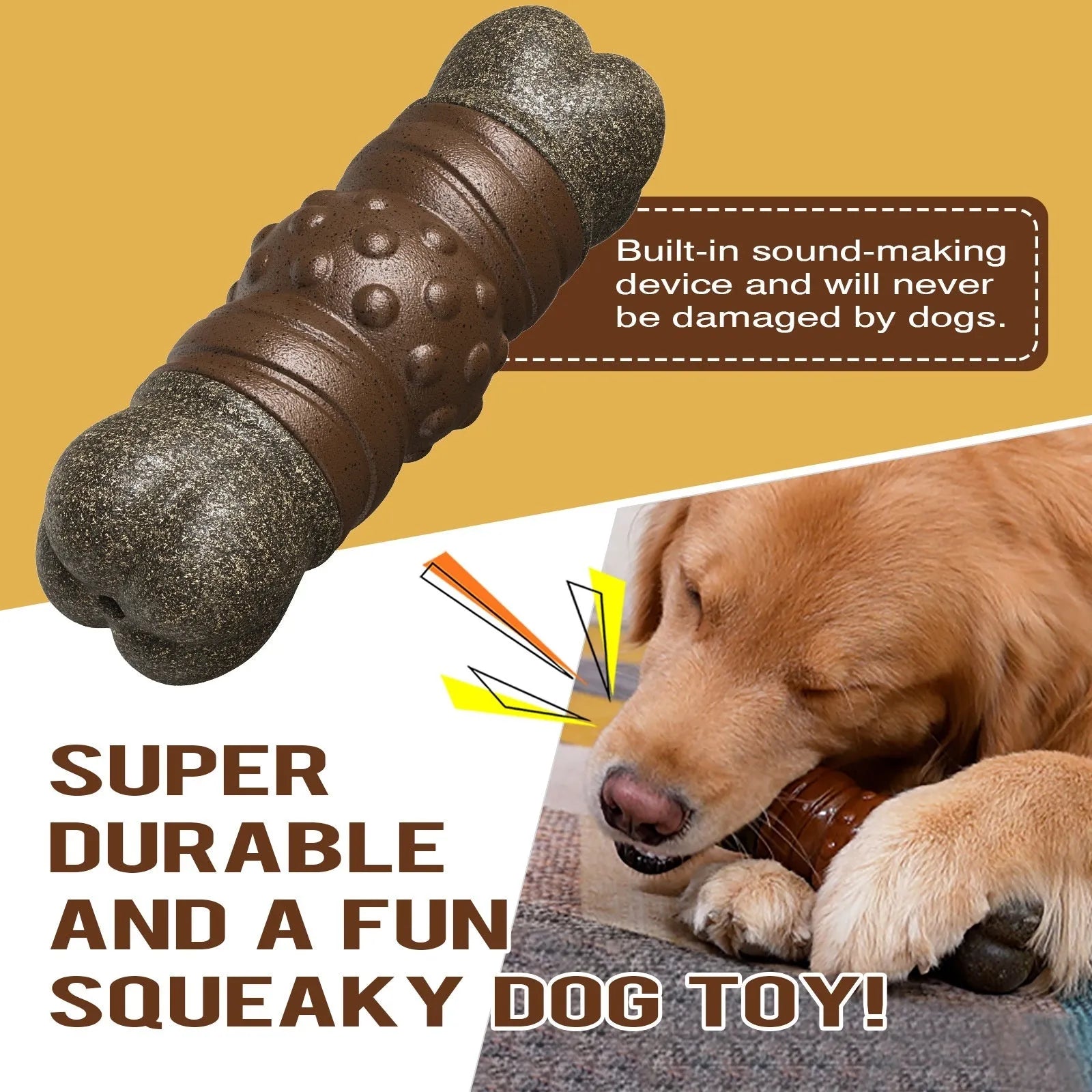 Wood colour plastic dog dental chew rod toy for molar cleaning