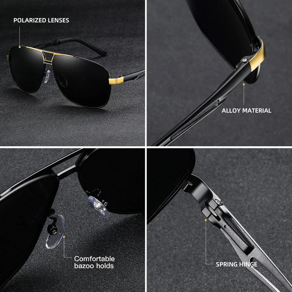 Men's orange red polarised aviator sunglasses with metal frame and TAC lenses