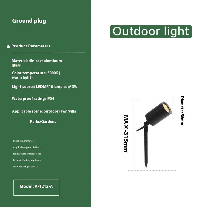 White aluminium outdoor ground lamp with IP65 waterproof rating for garden pathways