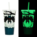 720ml colourful plastic Halloween sippy cup with a straw on a table.