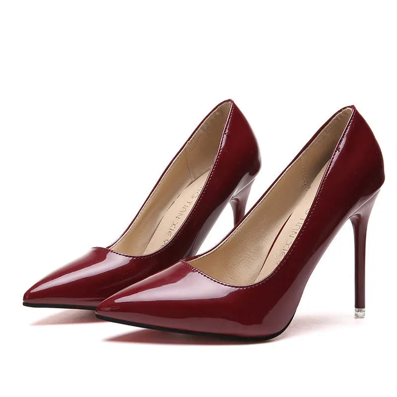Women's pointed toe stiletto heels with over 8cm heel in apricot colour
