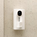 Automatic mouthwash dispenser in milky white with two magnetic cups, wall mounted in bathroom, 540ml visible tank