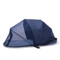 Portable cat folding tent with half mesh panels in black or blue colour options