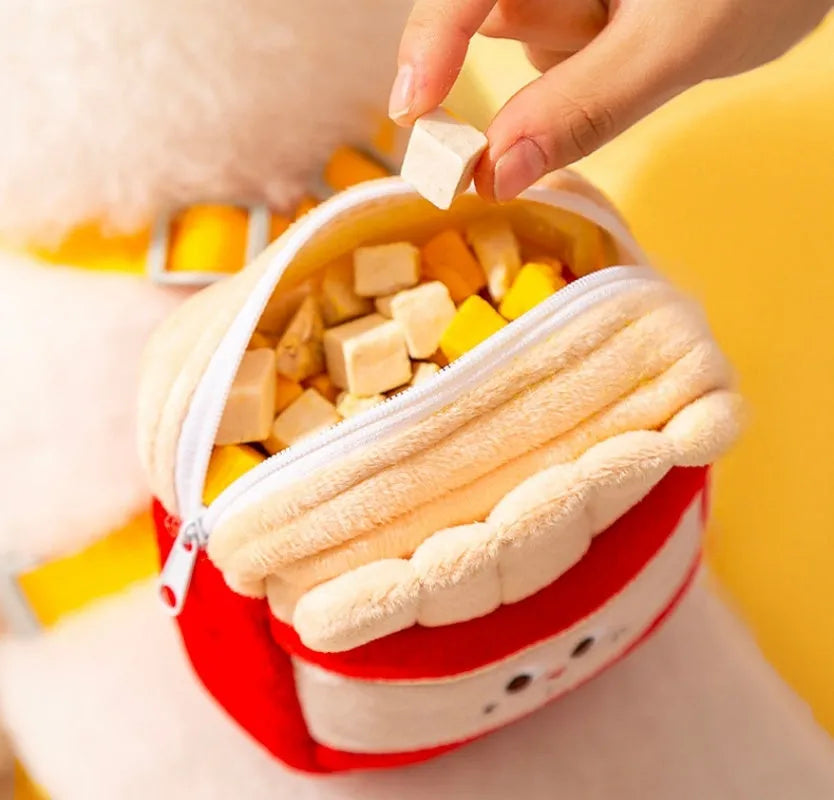 Cartoon hamburger design adjustable escape-proof vest leash for a dog on a walk.