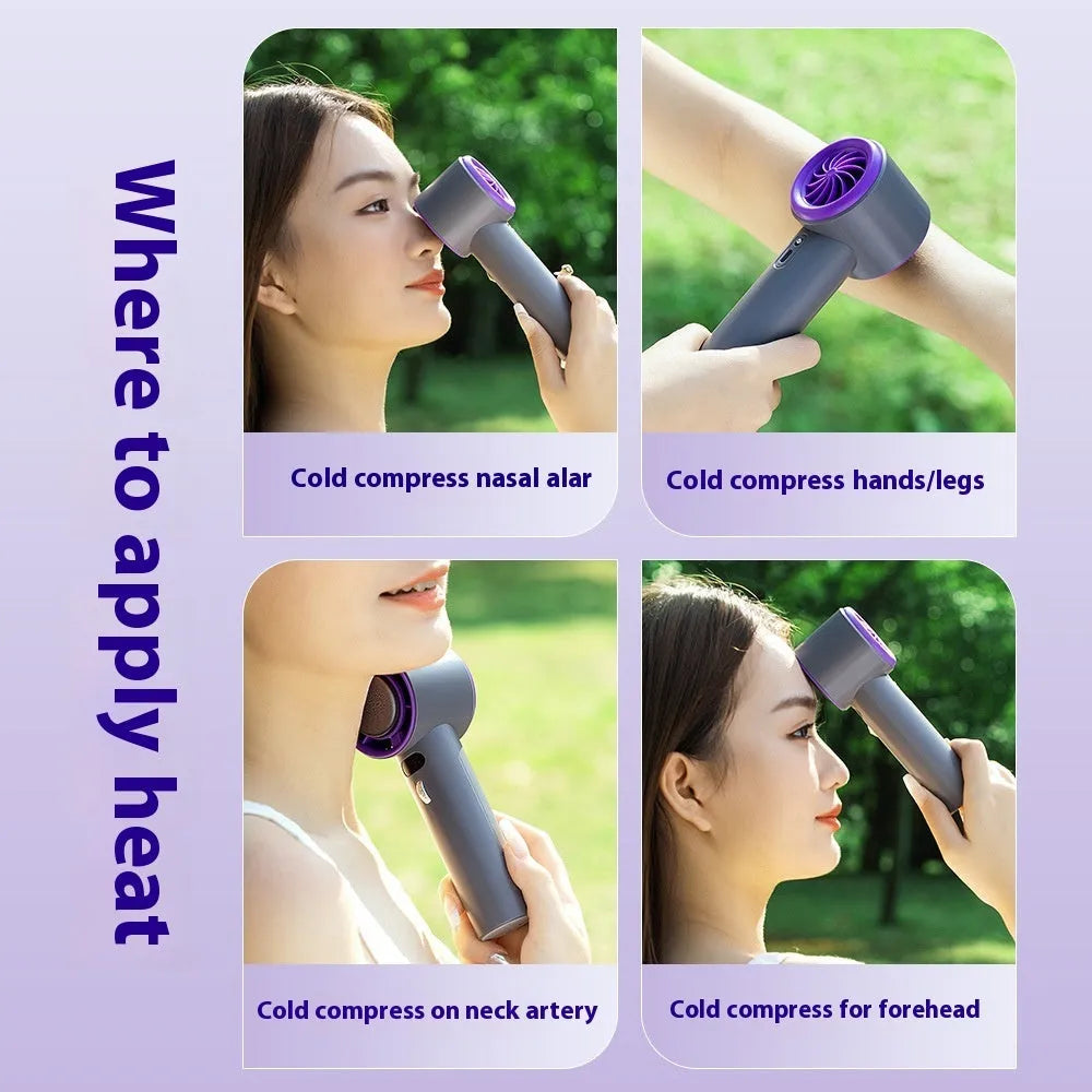 Portable handheld turbo fan with semiconductor refrigeration, 3000mAh battery, adjustable wind speeds, in white