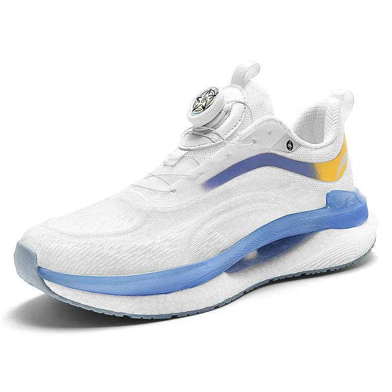 Men's high-top breathable running shoes with popcorn sole and buckle fastening in cotton candy colour