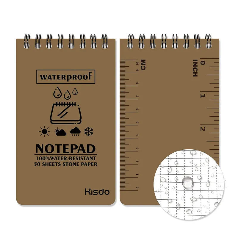Waterproof spiral office notepad in camouflage colour with PP cover and stone paper pages