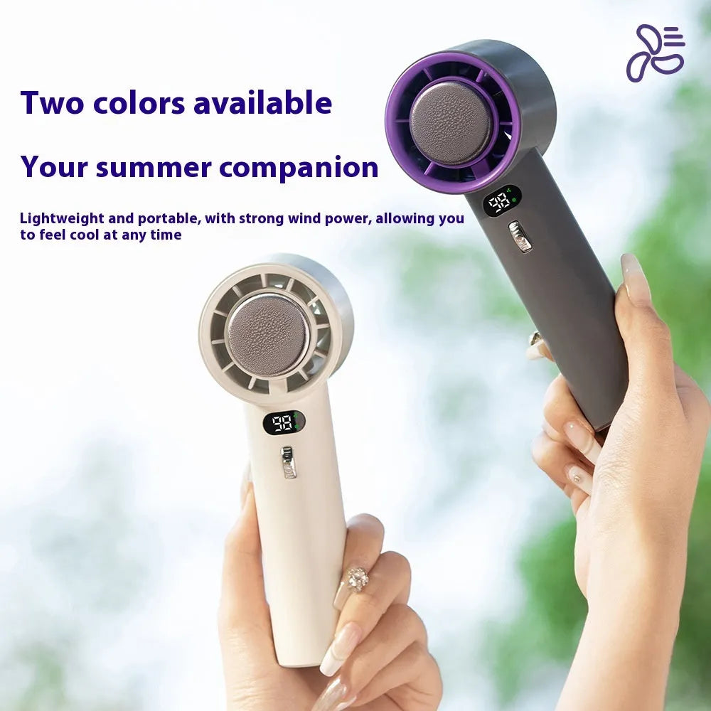 Portable handheld turbo fan with semiconductor refrigeration, 3000mAh battery, adjustable wind speeds, in white
